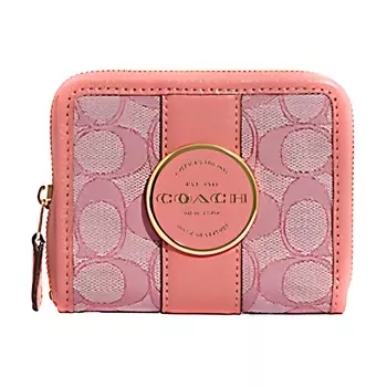 COACH Мини-кошелек Lonnie из ткани с кожей, женский, цвета ириски, розовые, цвета макарон