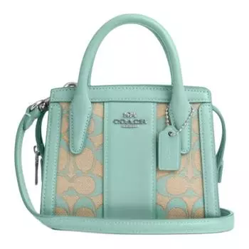 COACH Мини-сумка из коровьей кожи, женская, серебристая с выцветшим синим
