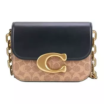 COACH Мини-сумка из змеиной кожи на одно плечо, женская, черно-коричнево-желтая