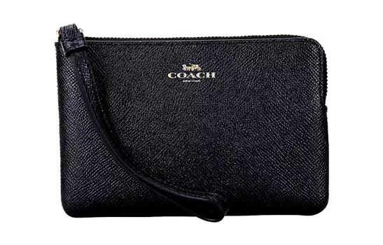 COACH Мини-сумка-клатч из коровьей кожи с угловой молнией, женская, черная