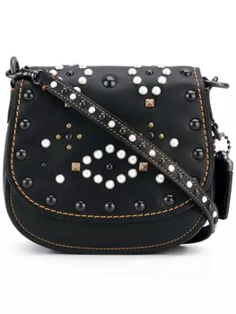 Coach мини сумка на плечо с заклепками, черный