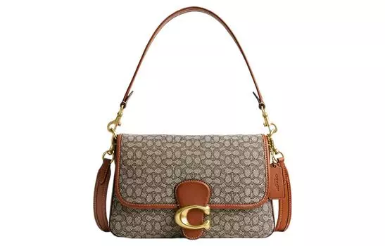 COACH Мягкая кожаная сумка-седло, сумка-мессенджер, сумка-туба, женская, коричневого и серого цветов