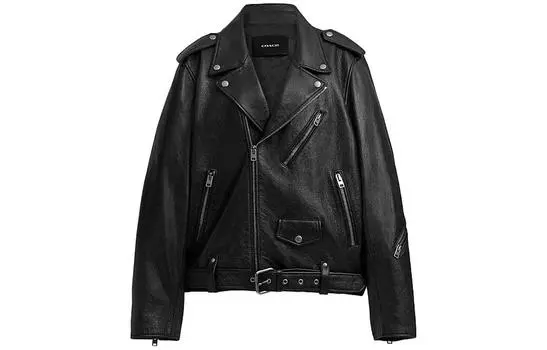 COACH Мужская кожаная куртка, цвет Black