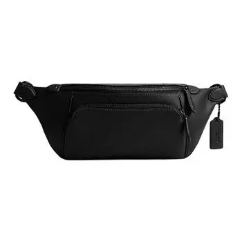 COACH Мужская поясная сумка-туба League Smooth Leather, черная