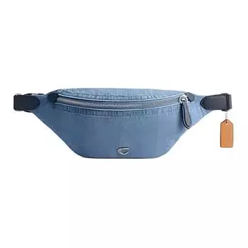 COACH Мужская синяя сумка-туба Charter Denim с поясной сумкой из телячьей кожи