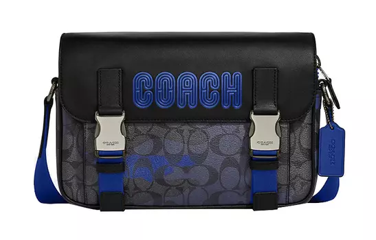 COACH Мужская сумка для велоспорта, сумка на плечо, сумка через плечо, среднего размера, цвета старой розы и синего
