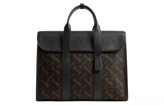 COACH Мужская сумка Gotham Canvas с кожаным портфелем на одно плечо, большого размера, черная