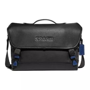 COACH Мужская сумка-мессенджер League Canvas с кожаной сумкой, сумка через плечо, черная