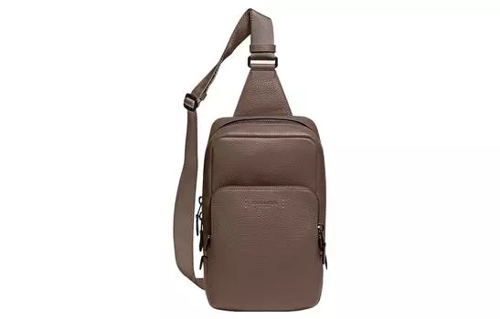 COACH Мужская сумка-слинг Gotham из кожи и телячьей кожи, поясная сумка, сумка через плечо, Trumpets, коричневая