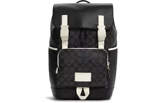 COACH Мужские черно-белые спортивные парусиновые тубы с кожаным рюкзаком