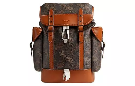 COACH Мужские холщовые с кожаным рюкзаком тубы коричневого и черного цветов