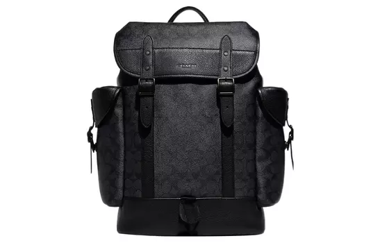 COACH Мужские холщовые тубы Hitch с кожаным рюкзаком, черные