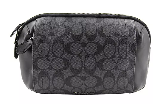 COACH Мужские поясная сумка-тубы Graham Leather серо-черного цвета