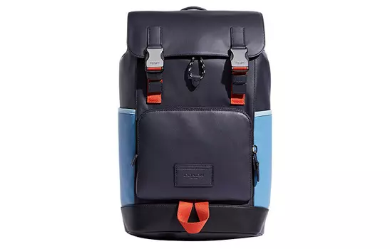 COACH Мужские рюкзаки-тубы из коровьей кожи с текстилем, темно-синие