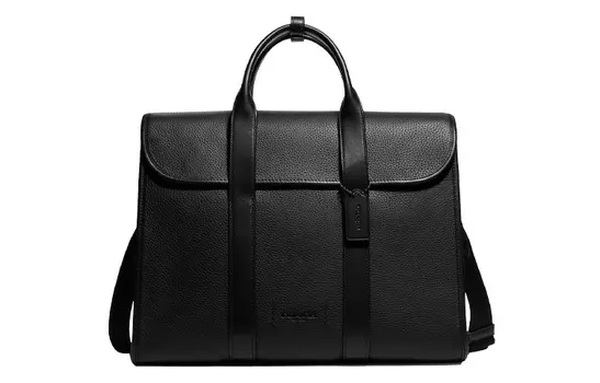 COACH Мужской черный портфель-туба Gotham из шагреневой кожи с отделкой из телячьей кожи