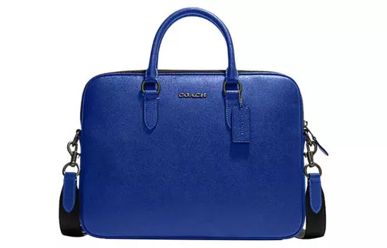 COACH Мужской кожаный портфель, сумка-туба, синий