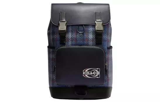 COACH Мужской рюкзак-туба из парусины с телячьей кожей, цвет морской волны