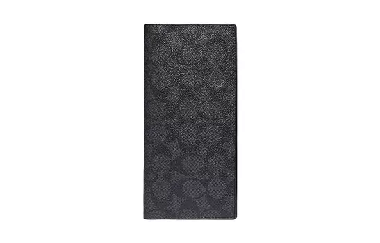 COACH Нагрудный карман из холста с кожаными клатчами, мужской кошелек, черный серый цвет