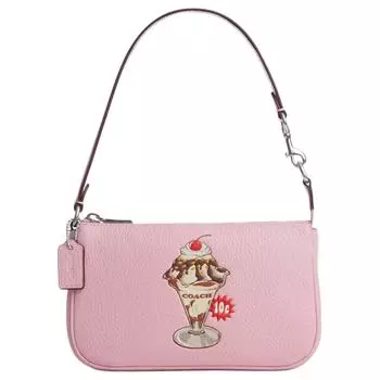 COACH Нежная женская сумка Nolita из зернистой кожи, небольшого размера, цвет вишнево-розовый