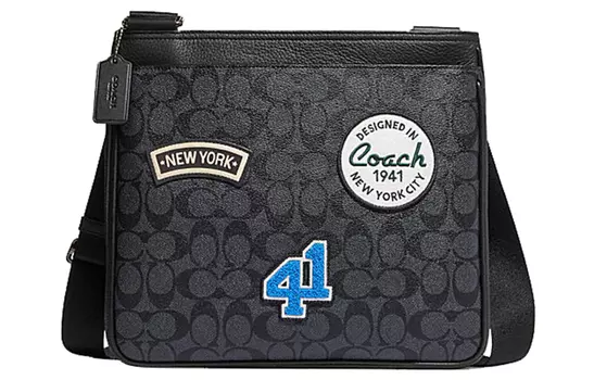 COACH Папка для документов из коровьей кожи с искусственной кожей, сумка через плечо, женская черная сумка-туба