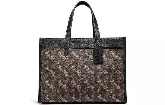 COACH Полевая кожаная сумка-тоут, сумка-шоппер, сумки через плечо, сумки большого размера, женская, черная, умбра