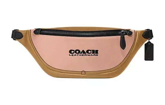 COACH Поясная сумка League Cow Leather большого размера для мужчин, оранжевая и розовая