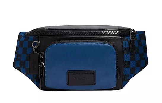 COACH Поясная сумка Track Cow Leather, мужская, синяя с черным