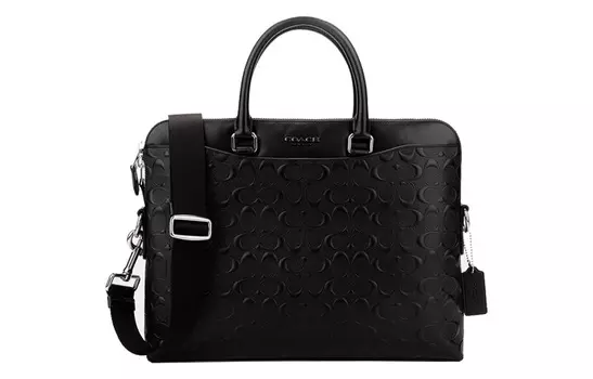 COACH Портативная сумка-портфель для ноутбука Beckett из кожи большого размера, черная, для мужчин
