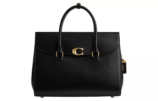 COACH Портфель из телячьей кожи, сумка через плечо, сумка-туба, женская, черная