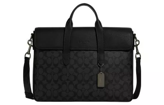COACH Портфель-сумка Sullivan из коровьей кожи, сумка через плечо, большой размер, мужская, черная
