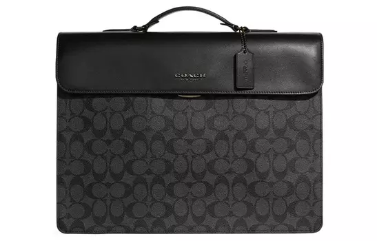 COACH Портфель-туба из холста Graham с телячьей кожей, мужской, черный, через плечо