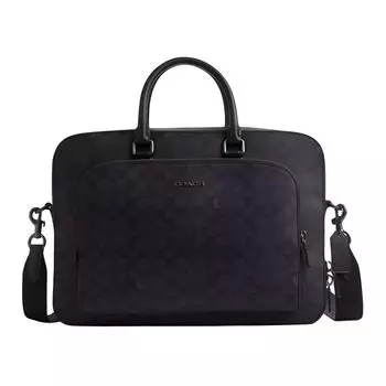 COACH Портфели через плечо из парусины с покрытием, большие размеры, мужские, темно-серые