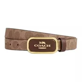 COACH Ремень из холщовой кожи с покрытием из телячьей кожи, унисекс, коричневый, ширина 2,5 см