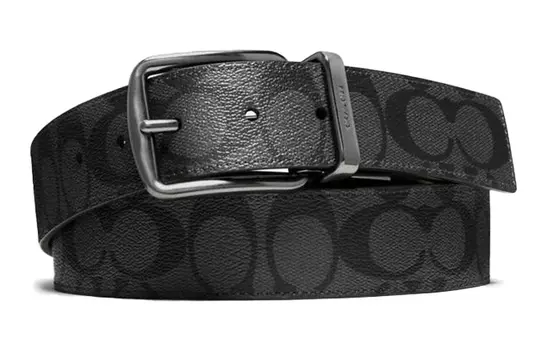 COACH Ремень кожаный мужской черный, ширина 3,8 см