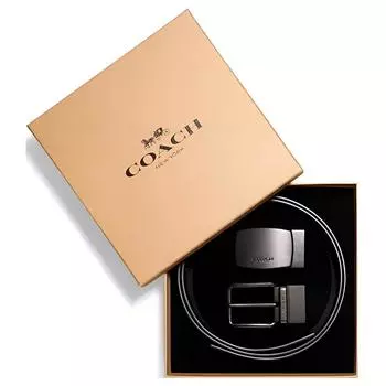 COACH Ремень мужской, черно-серый, ширина 3,8 см