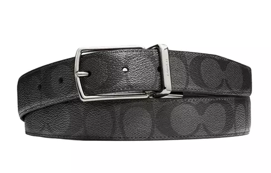 COACH Ремень мужской из искусственной кожи PU, черный, ширина 3 см