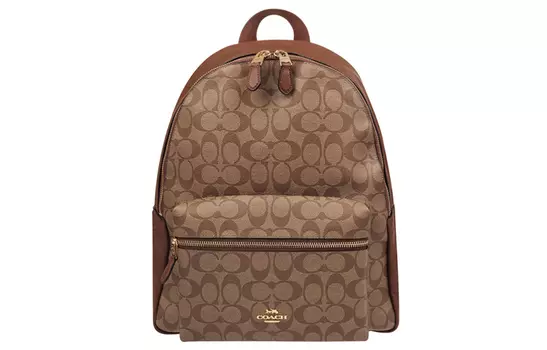 COACH Рюкзак Charlie Coated Canvas Backpack, большой размер, женский, цвет хаки