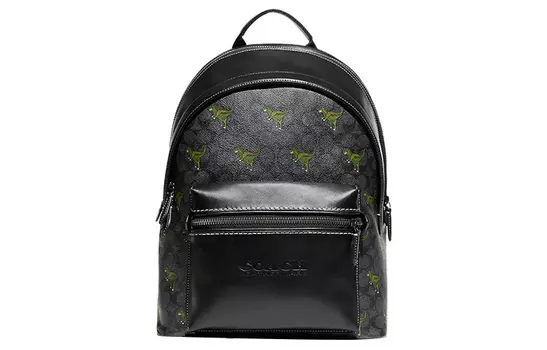 COACH Рюкзак Charter Canvas с телячьей кожей, женский, черный