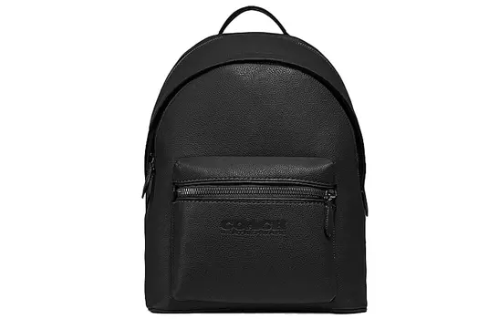 COACH Рюкзак Charter из глянцевой шагреневой кожи, большой размер, мужской, черный