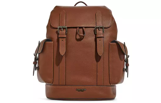 COACH Рюкзак Hudson Cow Leather, большой, мужской, серо-медного цвета, седло