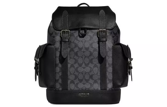 COACH Рюкзак Hudson Natural из натуральной шагреневой кожи с брезентовым покрытием, большой размер, мужской, черный, желтый