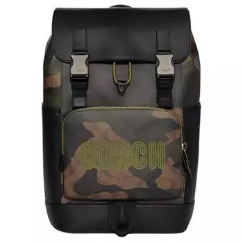 COACH Рюкзак из коровьей кожи с текстилем, большой размер, мужской, цвета хаки и оливково-зеленый