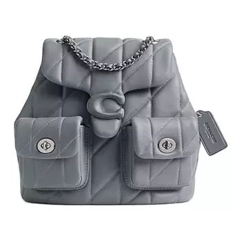 COACH Рюкзак из овчины полосатой породы «Трампетс», женский, серо-голубой