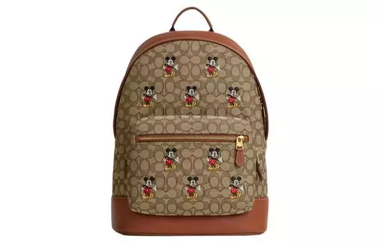 COACH Рюкзак из ткани и кожи от X Disney Collaboration, большой размер, унисекс, цвета хаки и коричневого