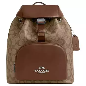 COACH Рюкзак Pacer из искусственной коровьей кожи в стиле пэчворк, большого размера, женский, цвета хаки