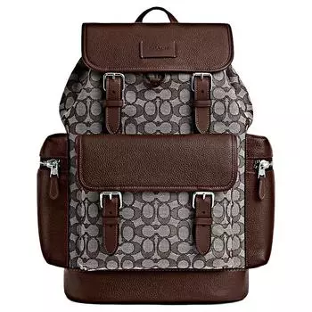 COACH Рюкзак Sprint Leather большого размера для мужчин, коричневый, многоцветный