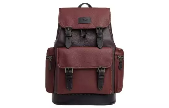 COACH Рюкзак Sprint Refined из шагреневой кожи, средний, унисекс, бронзовый и бордовый, многоцветный