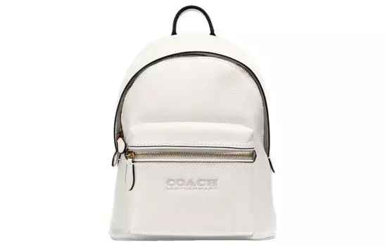 COACH Рюкзак-туба Charter из полированной шагреневой кожи, женский, меловой, белый