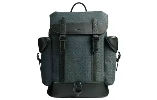 COACH Рюкзак-туба Hitch Jacquard с изысканной телячьей кожей, зеленый цвет для мужчин