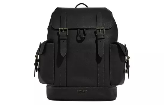 COACH Рюкзак-туба Hudson Natural Grain Leather, мужской, черный